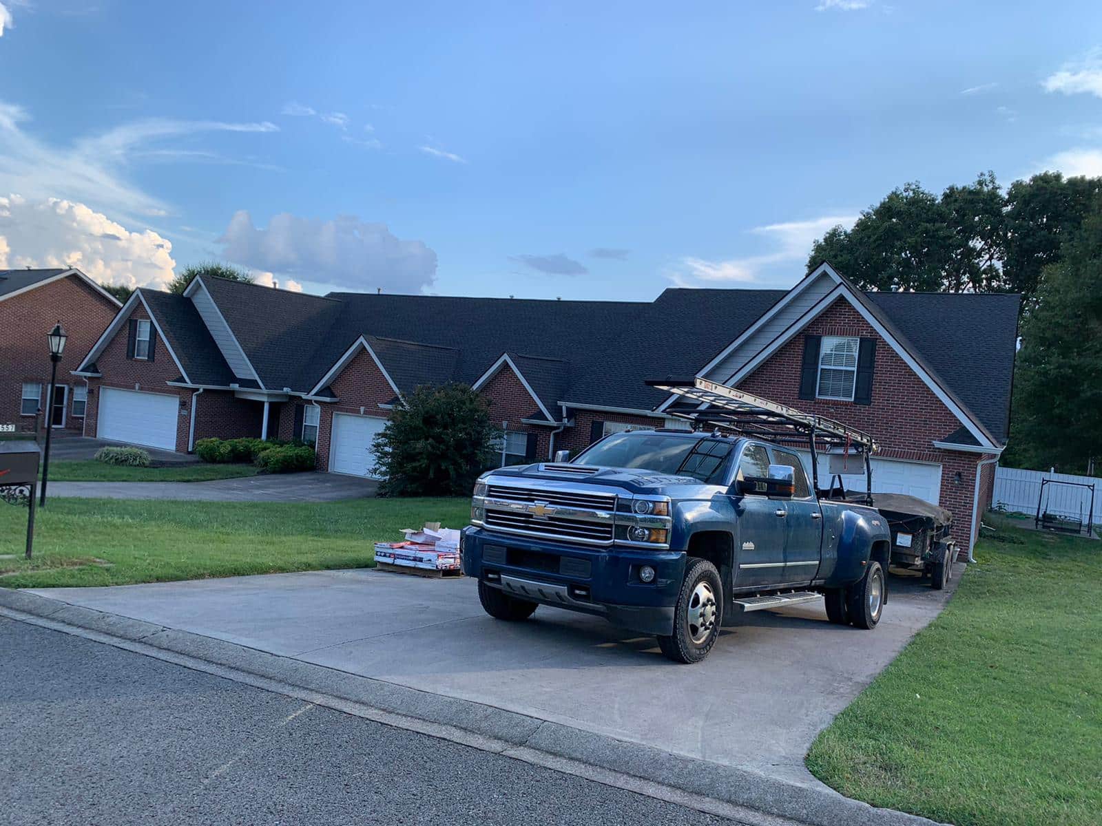 Blue Chevrolet Pickup Truck Used for Roofing Services in Bradley County, TN